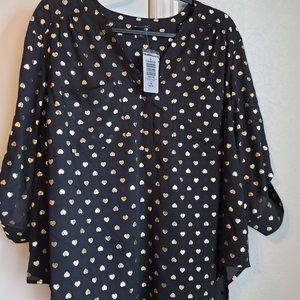 Torrid Harper Georgette Pullover 3/4 Sleeve Blouse NWT Size 1